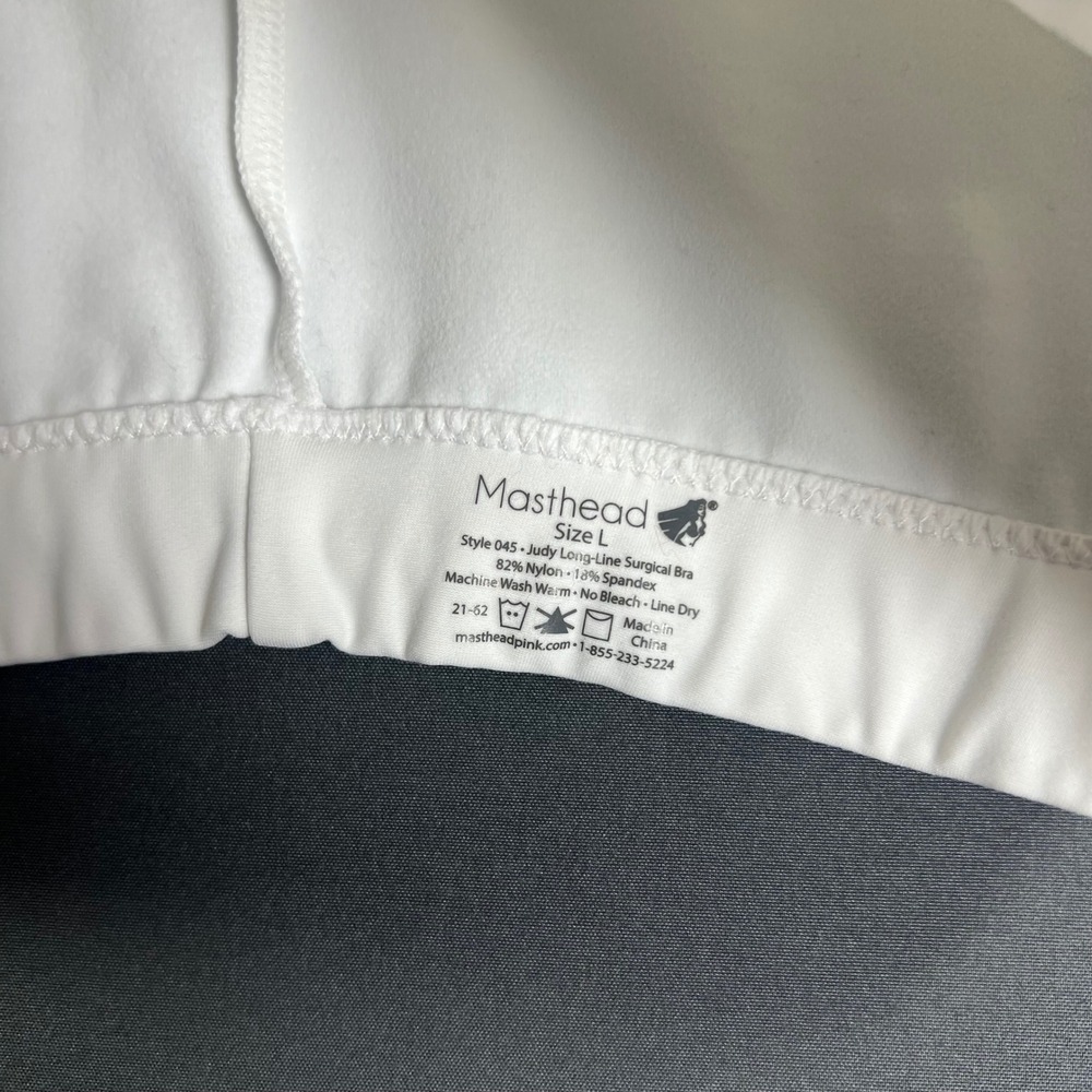 Masthead Judy Long-Line Surgical Bra White Front Velcro Closure Style 045 Size L - Picture 4 of 11